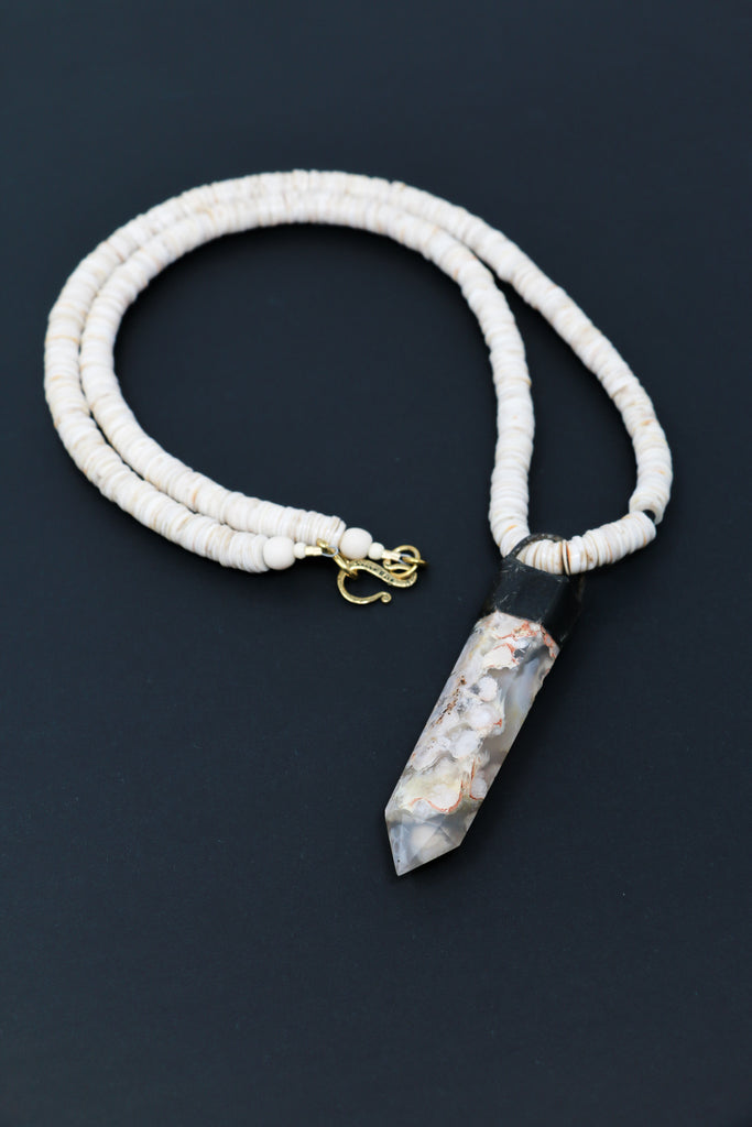 Sally Bass Moss Agate Crystal Necklace  | ATELIER957