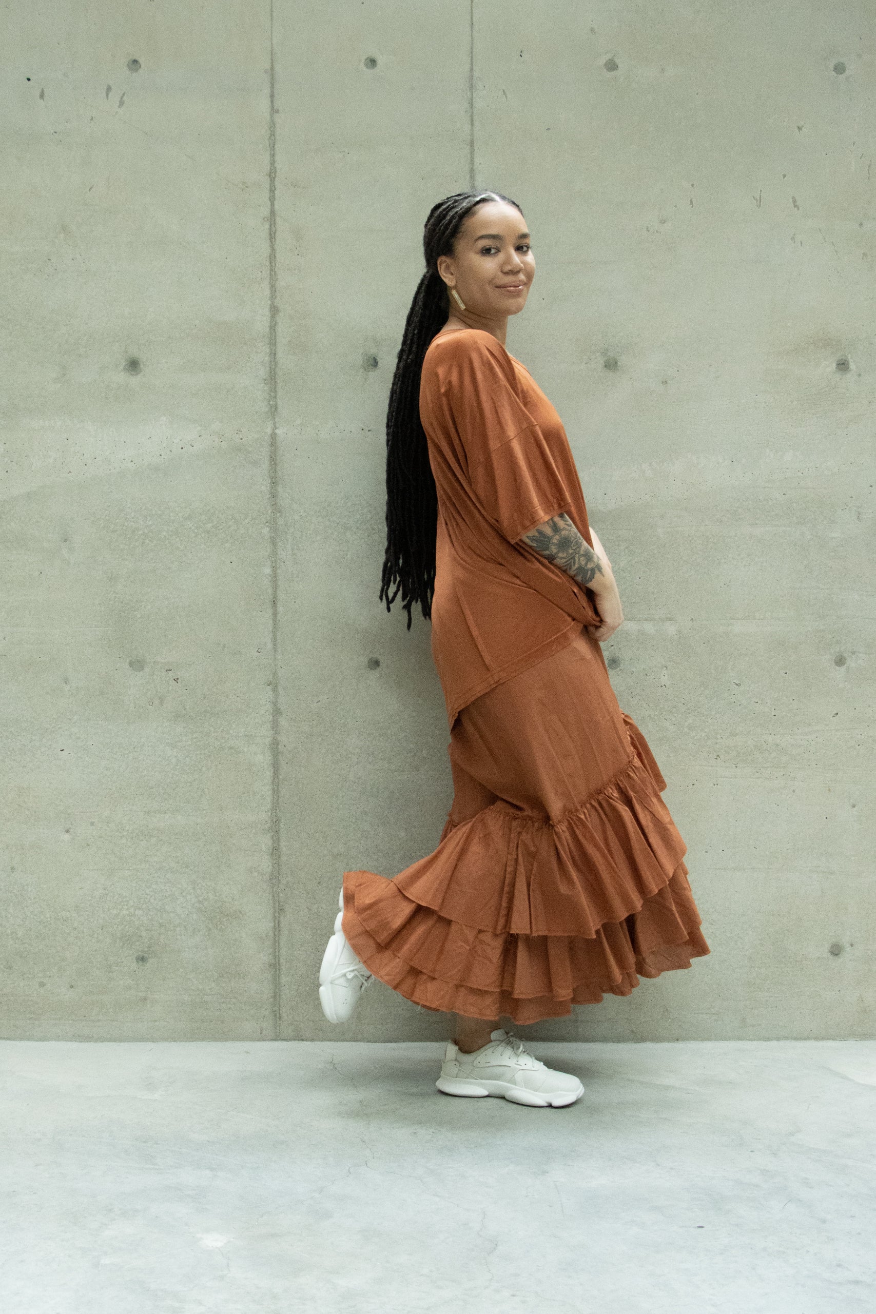 Amano Colab Rust Silk Jersey Top | ATELIER957